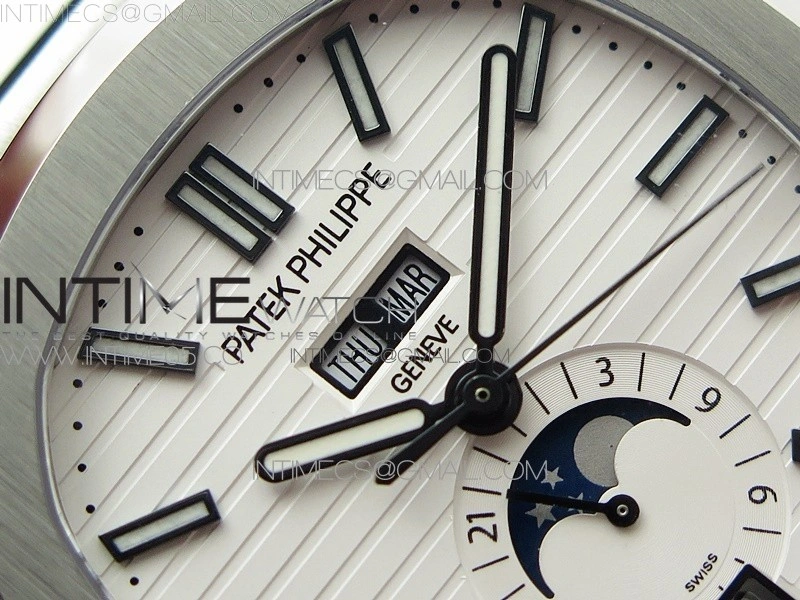 NAUTILUS 5726 SS GRF 1:1 BEST EDITION WHITE DIAL WORKING ANNUAL CALENDARON SS BRACELET A.324 V3